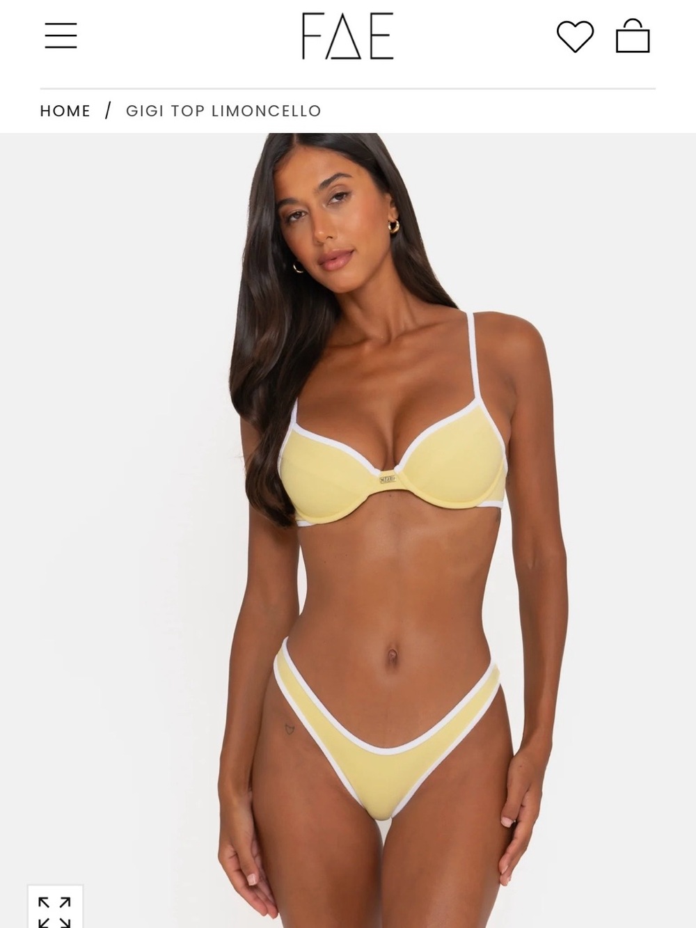 FAE ELSA Limoncello Yellow Bikini with White Trim- NWT